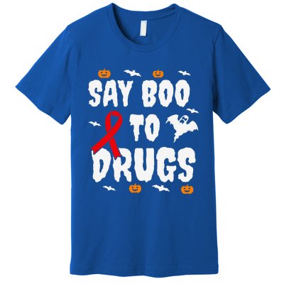 Funny Halloween Gift Say Boo To Drugs Awareness Red Ribbon Premium T-Shirt