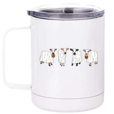 Funny Halloween Ghost Cows Trick Or Treat Cow Lover 12 oz Stainless Steel Tumbler Cup