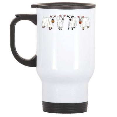 Funny Halloween Ghost Cows Trick Or Treat Cow Lover Stainless Steel Travel Mug