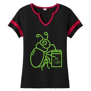 Funny Halloween Graphic Green Halloween Beetle Ladies Halftime Notch Neck Tee