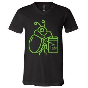 Funny Halloween Graphic Green Halloween Beetle V-Neck T-Shirt