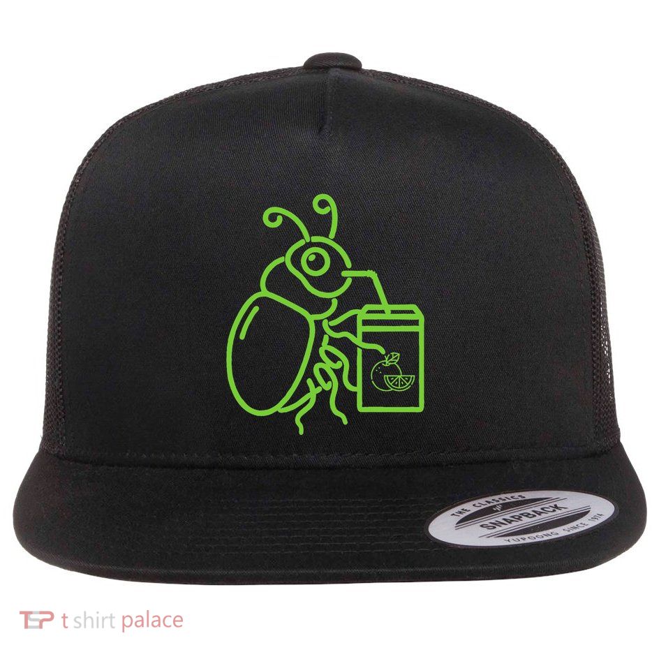 Funny Halloween Graphic Green Halloween Beetle Flat Bill Trucker Hat