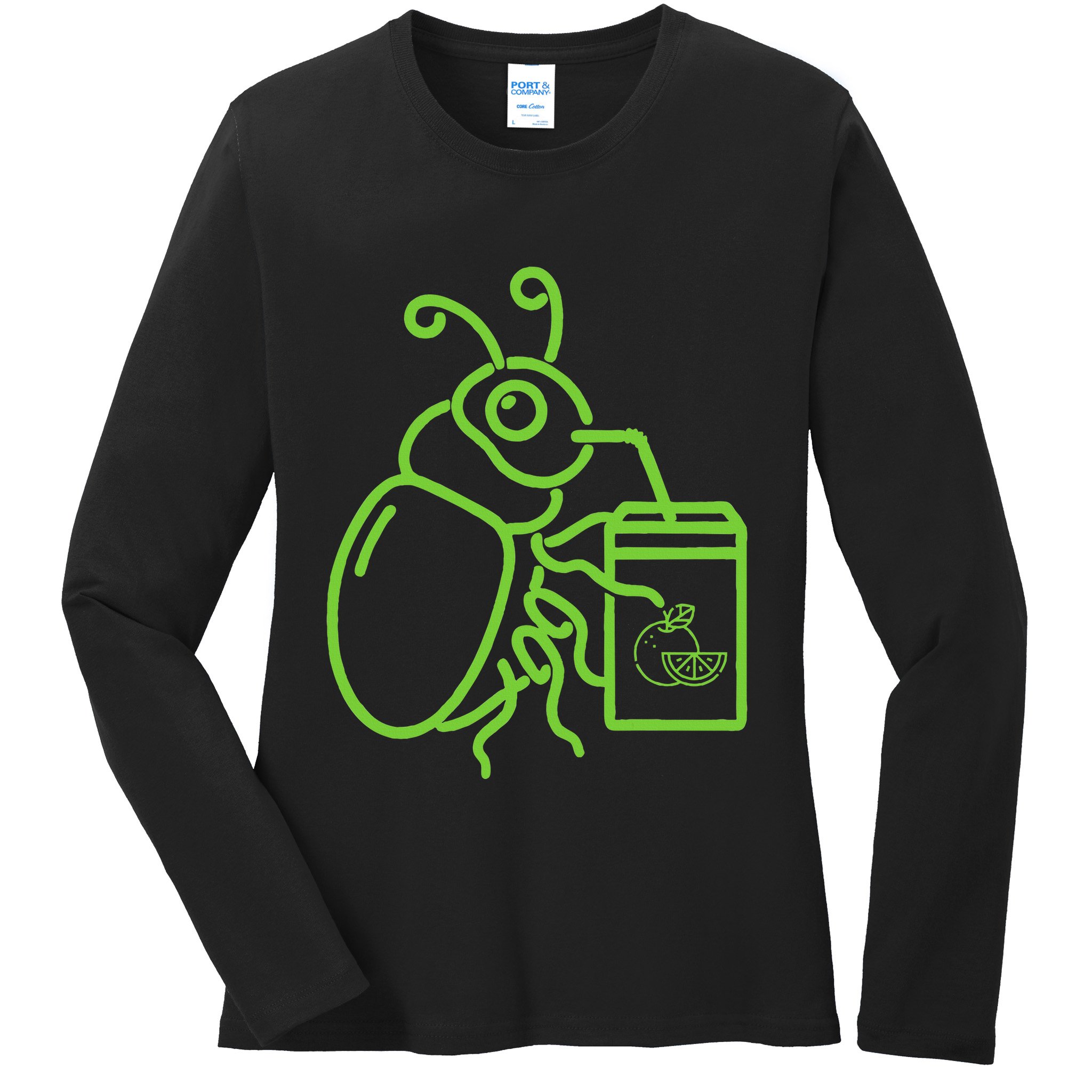 Funny Halloween Graphic Green Halloween Beetle Ladies Long Sleeve Shirt