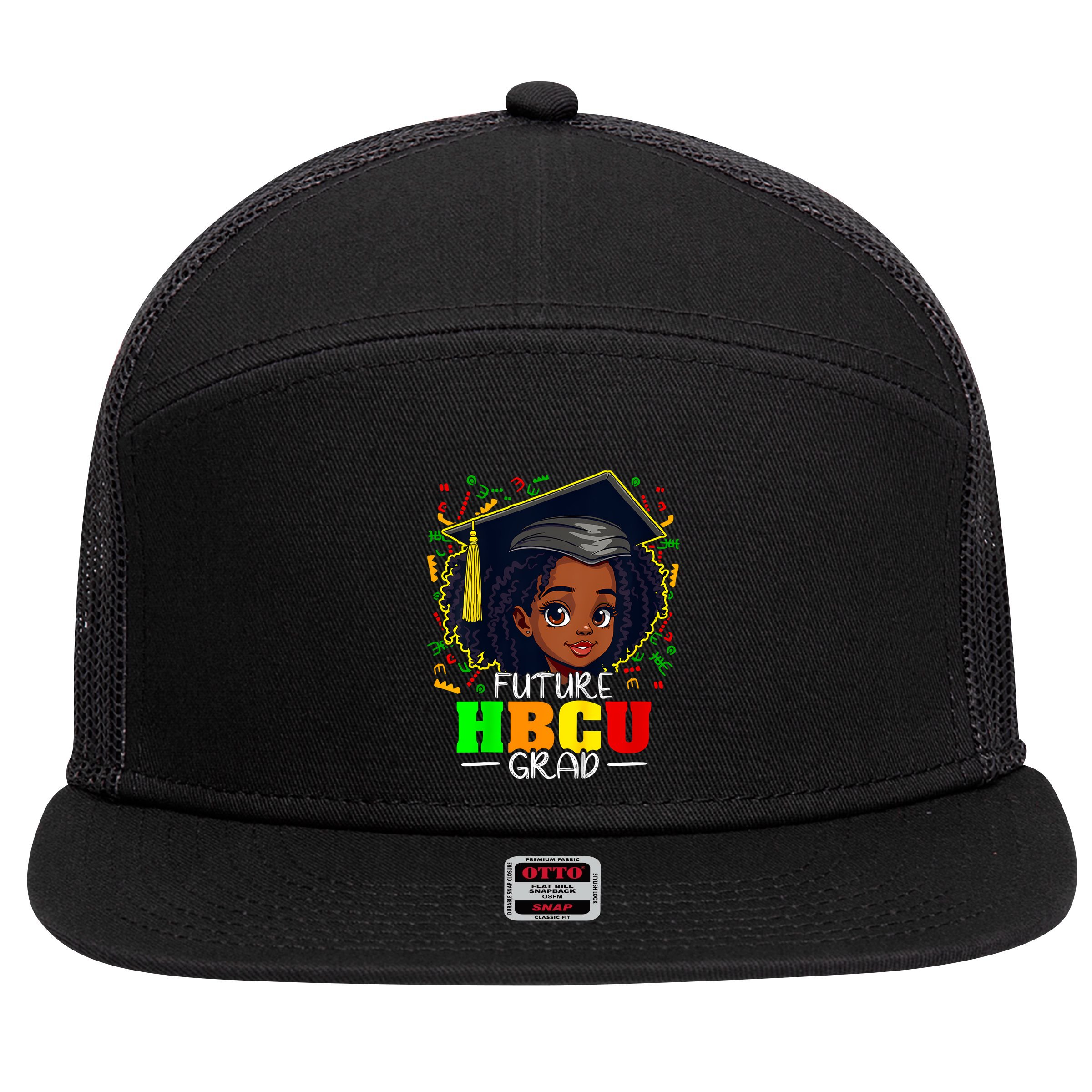 Future Hbcu Grad Black Girl Graduation Hbcu 7 Panel Mesh Trucker Snapback Hat