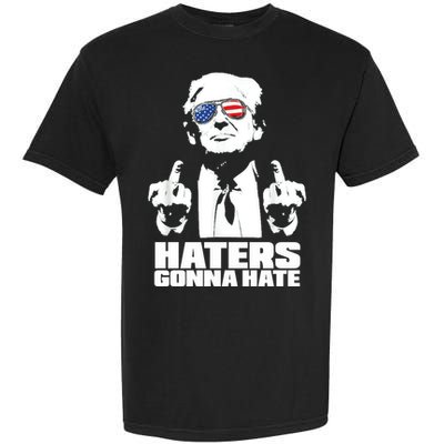 Funny Haters Gonna Hate President Donald Trump Middle Finger Garment-Dyed Heavyweight T-Shirt