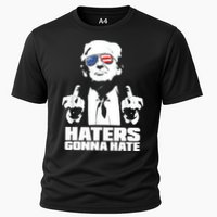 Funny Haters Gonna Hate President Donald Trump Middle Finger Cooling Performance Crew T-Shirt