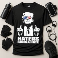 Funny Haters Gonna Hate President Donald Trump Middle Finger Cooling Performance Crew T-Shirt