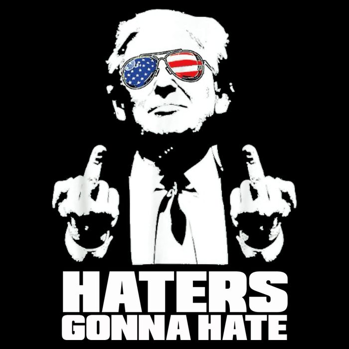 Funny Haters Gonna Hate President Donald Trump Middle Finger Cooling Performance Crew T-Shirt