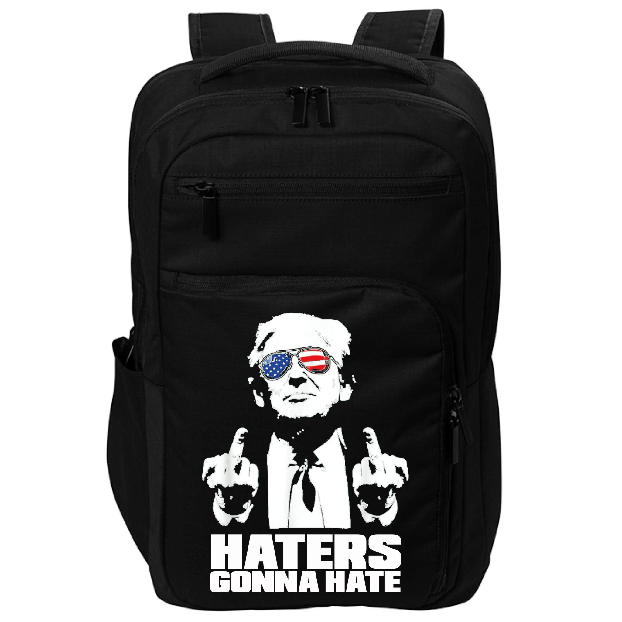 Funny Haters Gonna Hate President Donald Trump Middle Finger Impact Tech Backpack