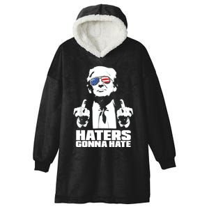 Funny Haters Gonna Hate President Donald Trump Middle Finger Hooded Wearable Blanket