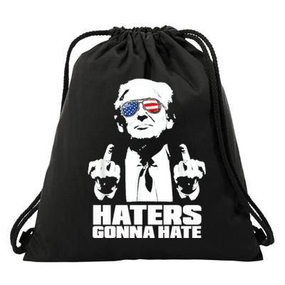 Funny Haters Gonna Hate President Donald Trump Middle Finger Drawstring Bag