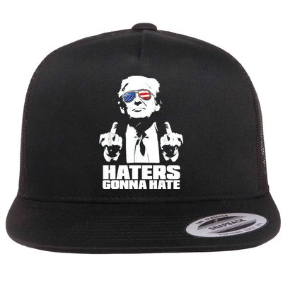 Funny Haters Gonna Hate President Donald Trump Middle Finger Flatbill Hat