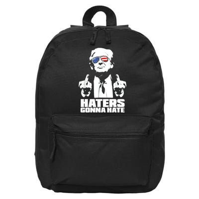 Funny Haters Gonna Hate President Donald Trump Middle Finger 16 in Basic Backpack