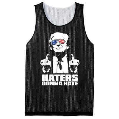 Funny Haters Gonna Hate President Donald Trump Middle Finger Mesh Reversible Basketball Jersey Tank