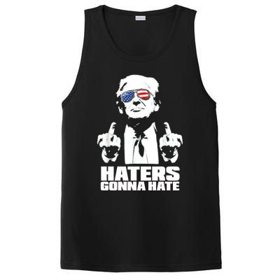 Funny Haters Gonna Hate President Donald Trump Middle Finger PosiCharge Competitor Tank