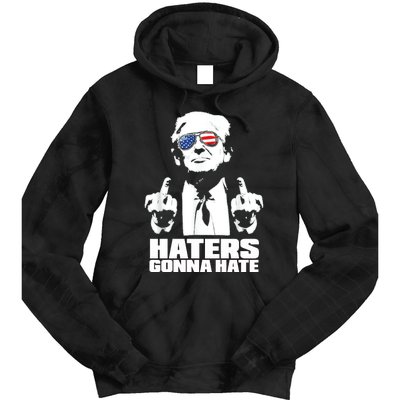 Funny Haters Gonna Hate President Donald Trump Middle Finger Tie Dye Hoodie