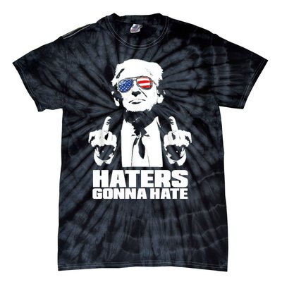 Funny Haters Gonna Hate President Donald Trump Middle Finger Tie-Dye T-Shirt