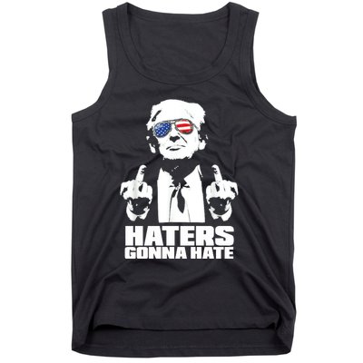 Funny Haters Gonna Hate President Donald Trump Middle Finger Tank Top