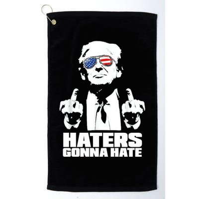Funny Haters Gonna Hate President Donald Trump Middle Finger Golf Towel