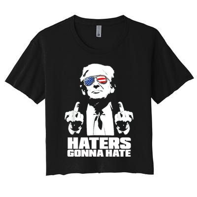 Funny Haters Gonna Hate President Donald Trump Middle Finger Crop Top