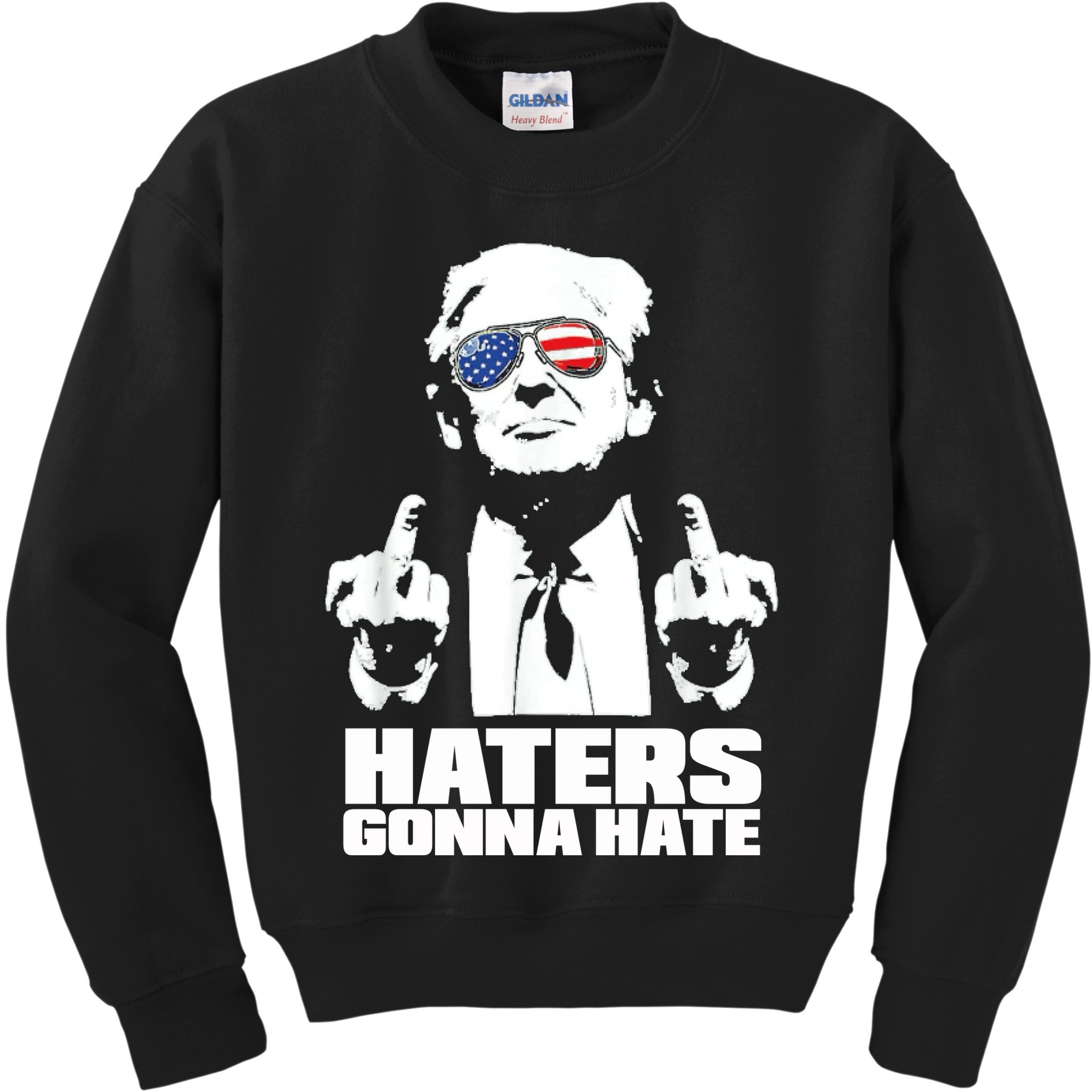 Funny Haters Gonna Hate President Donald Trump Middle Finger Kids Sweatshirt