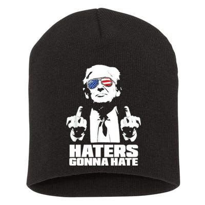 Funny Haters Gonna Hate President Donald Trump Middle Finger Short Acrylic Beanie