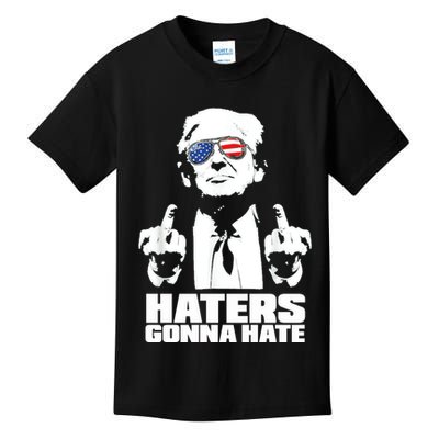 Funny Haters Gonna Hate President Donald Trump Middle Finger Kids T-Shirt
