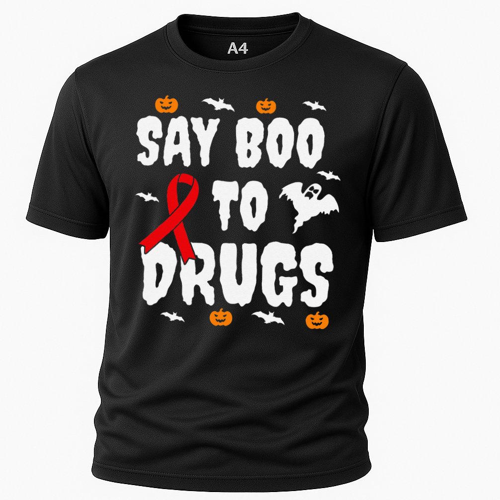 Funny Halloween Gift Say Boo To Drugs Awareness Red Ribbon Cooling Performance Crew T-Shirt