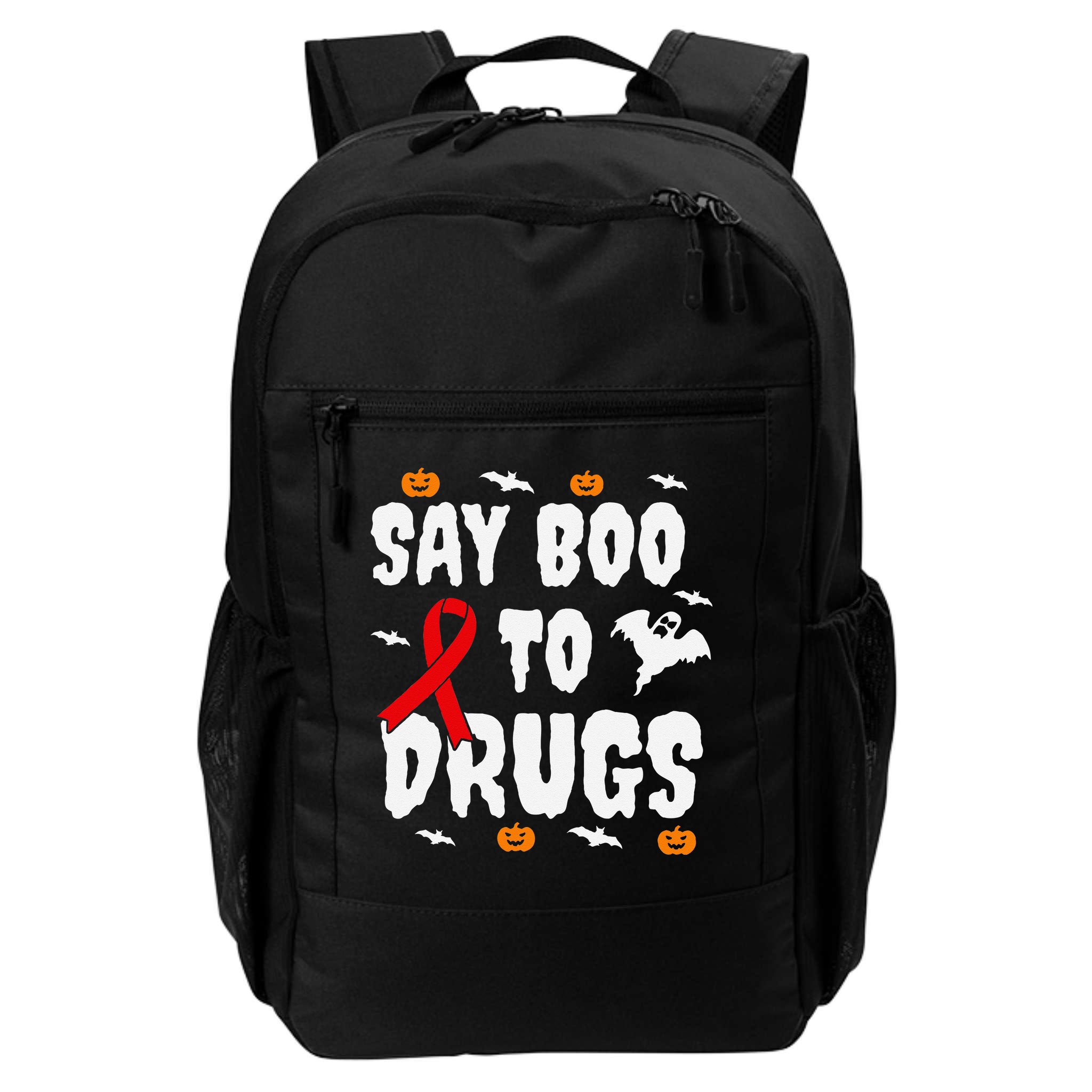 Funny Halloween Gift Say Boo To Drugs Awareness Red Ribbon Backpack