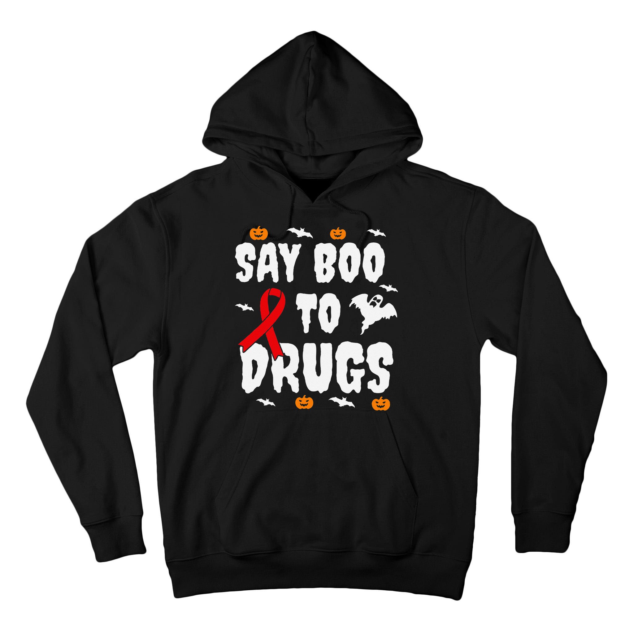 Funny Halloween Gift Say Boo To Drugs Awareness Red Ribbon Tall Hoodie