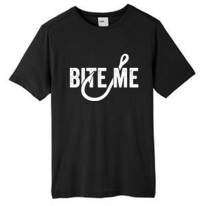 Funnyfish Hook Graphic Fishing Gift For Dad Bite Me Gift Tall Fusion ChromaSoft Performance T-Shirt