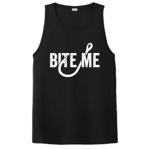 Funnyfish Hook Graphic Fishing Gift For Dad Bite Me Gift PosiCharge Competitor Tank