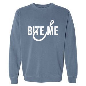 Funnyfish Hook Graphic Fishing Gift For Dad Bite Me Gift Garment-Dyed Sweatshirt