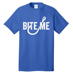 Funnyfish Hook Graphic Fishing Gift For Dad Bite Me Gift Tall T-Shirt