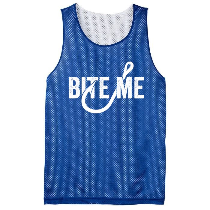 Funnyfish Hook Graphic Fishing Gift For Dad Bite Me Gift Mesh Reversible Basketball Jersey Tank