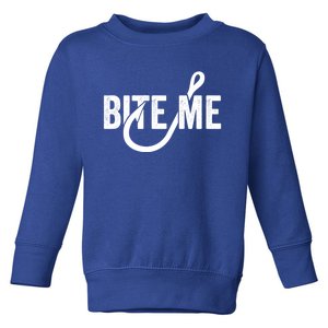 Funnyfish Hook Graphic Fishing Gift For Dad Bite Me Gift Toddler Sweatshirt