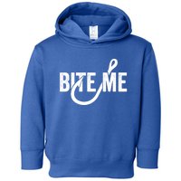 Funnyfish Hook Graphic Fishing Gift For Dad Bite Me Gift Toddler Hoodie