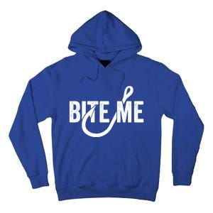 Funnyfish Hook Graphic Fishing Gift For Dad Bite Me Gift Tall Hoodie