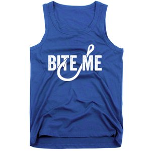 Funnyfish Hook Graphic Fishing Gift For Dad Bite Me Gift Tank Top