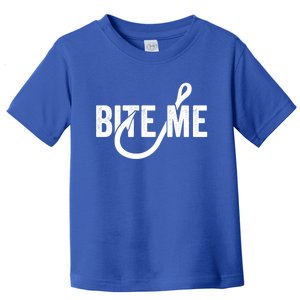 Funnyfish Hook Graphic Fishing Gift For Dad Bite Me Gift Toddler T-Shirt