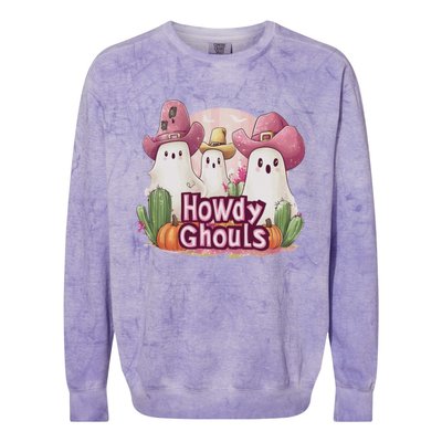 Funny Howdy Ghouls Ghost Halloween Spooky Team Colorblast Crewneck Sweatshirt