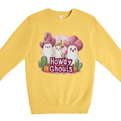 Funny Howdy Ghouls Ghost Halloween Spooky Team Premium Crewneck Sweatshirt