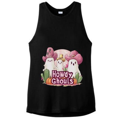Funny Howdy Ghouls Ghost Halloween Spooky Team Ladies PosiCharge Tri-Blend Wicking Tank