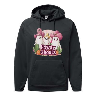 Funny Howdy Ghouls Ghost Halloween Spooky Team Performance Fleece Hoodie