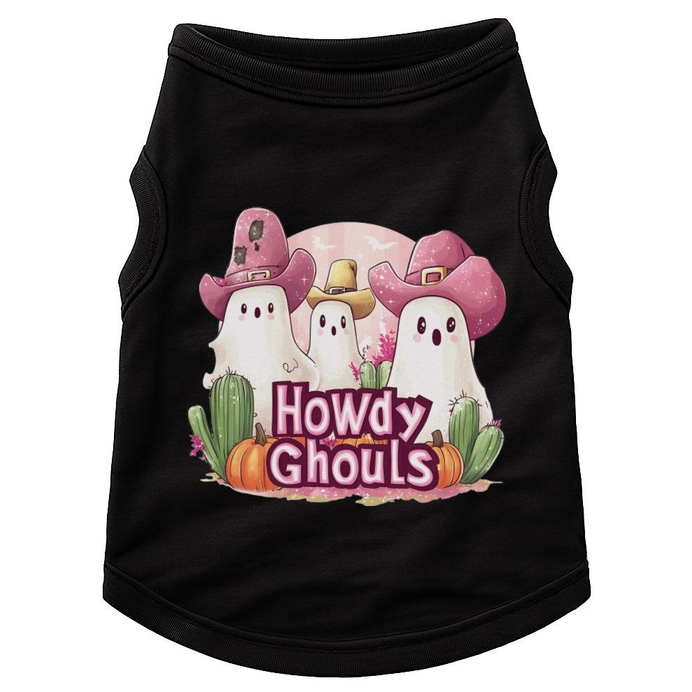 Funny Howdy Ghouls Ghost Halloween Spooky Team Doggie Tank