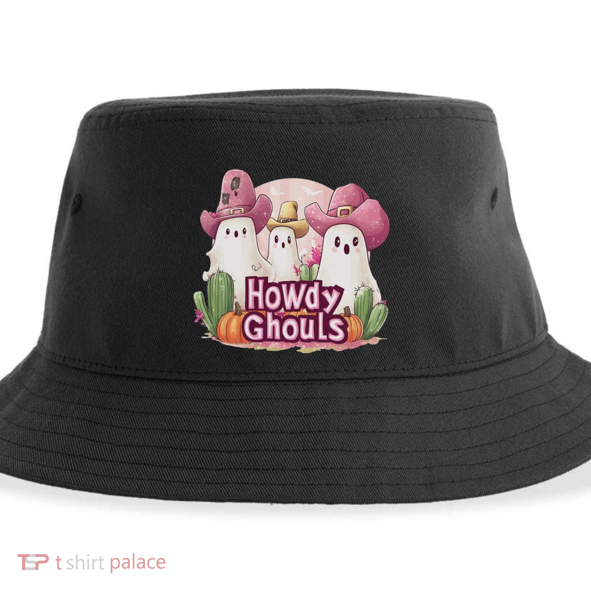 Funny Howdy Ghouls Ghost Halloween Spooky Team Sustainable Bucket Hat