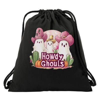 Funny Howdy Ghouls Ghost Halloween Spooky Team Drawstring Bag