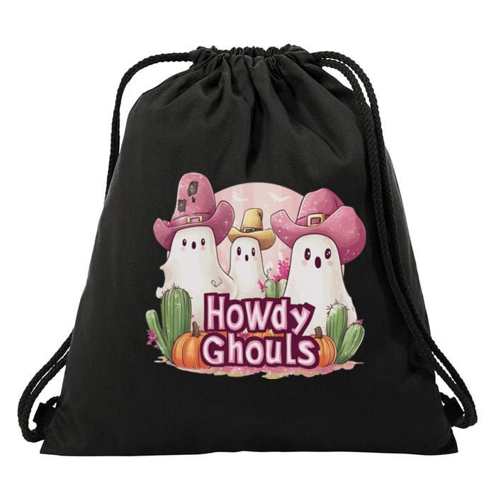 Funny Howdy Ghouls Ghost Halloween Spooky Team Drawstring Bag