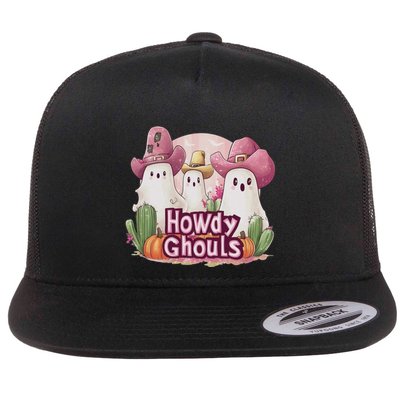 Funny Howdy Ghouls Ghost Halloween Spooky Team Flatbill Hat