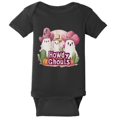 Funny Howdy Ghouls Ghost Halloween Spooky Team Baby Bodysuit